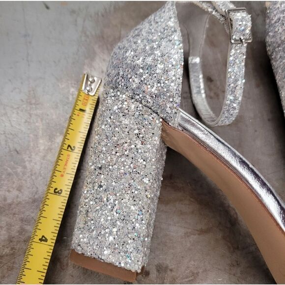 MADDEN GIRL Heels Women's 8.5 Silver Glitter Sparkle Open Toe Prom Wedding Eveni - Picture 6 of 14